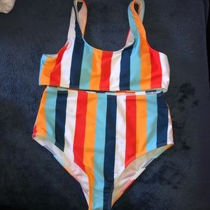 SHEIN colorful striped bikini swimsuit